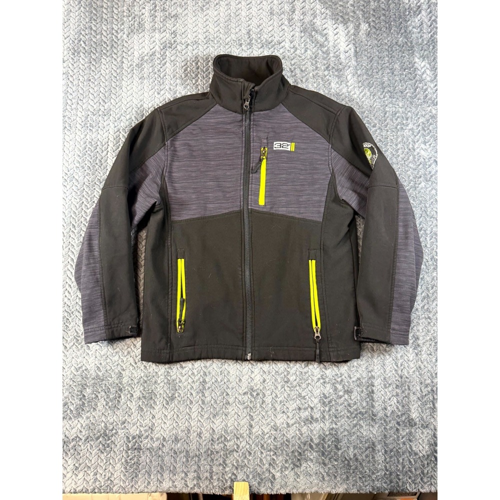 32 Degrees Weatherproof Jacket Boys Medium 10/12 Black Fleece Lined Mock Neck